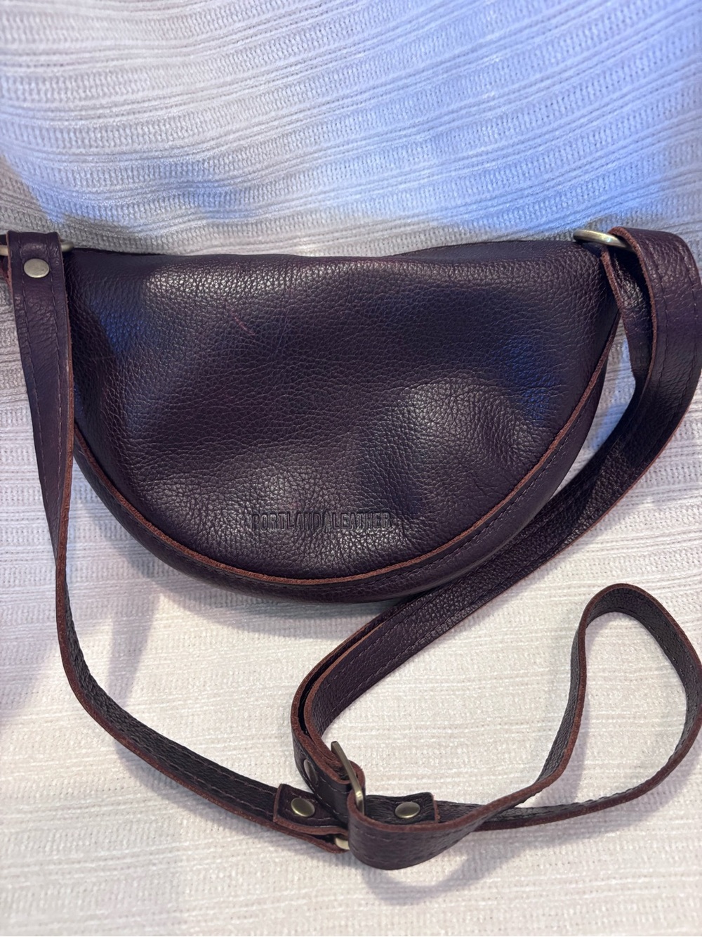 Leather Half-Moon Crossbody Bag - Dark Brown
